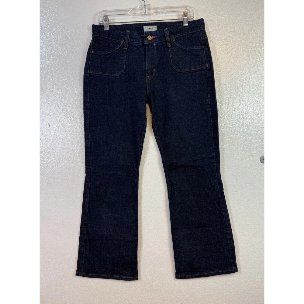 Levis 515 Boot Cut Jeans Womens Sz 12P Dark Wash Stretch Denim Flap Pockets